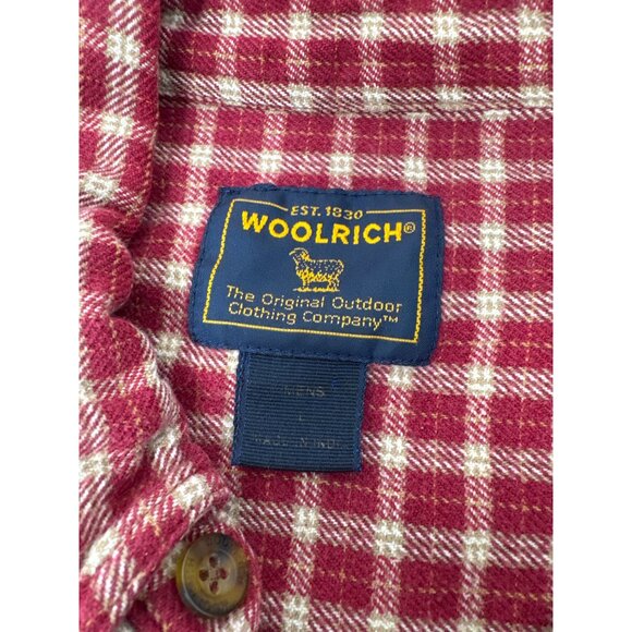 Vintage Woolrich Button Down Flannel Shirt Size Large Long Sleeve Red‎ Tan Plaid - Picture 4 of 5